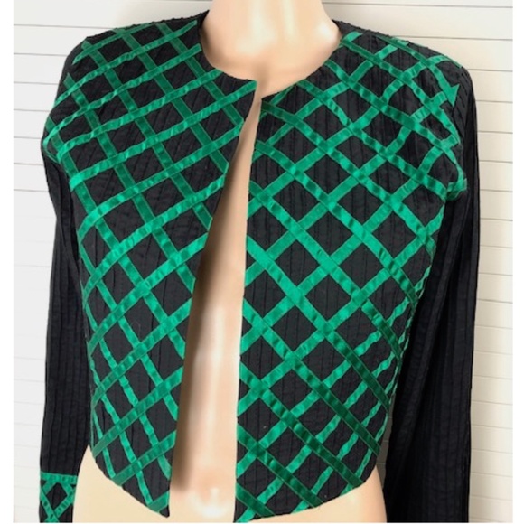 NWT Tachi Castillo Black Cotton Bolero Jacket Embellished w Satin Ribbons S - Picture 4 of 9